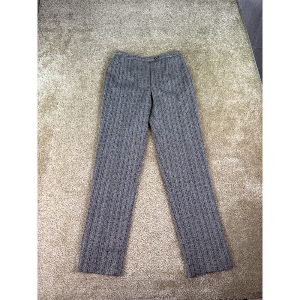 Harve Bernard Womens 4 Wool Dress Pants Gray Straight Leg Striped Lined B949